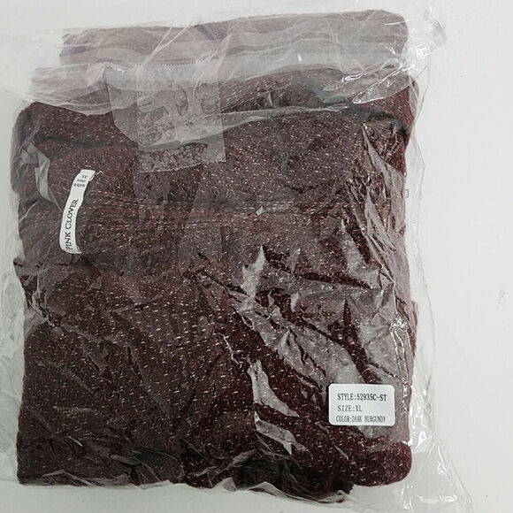 Pink Clover Stitch Fix Textured Open Cardigan Burgundy Speckled Women's Size XL - Picture 7 of 7